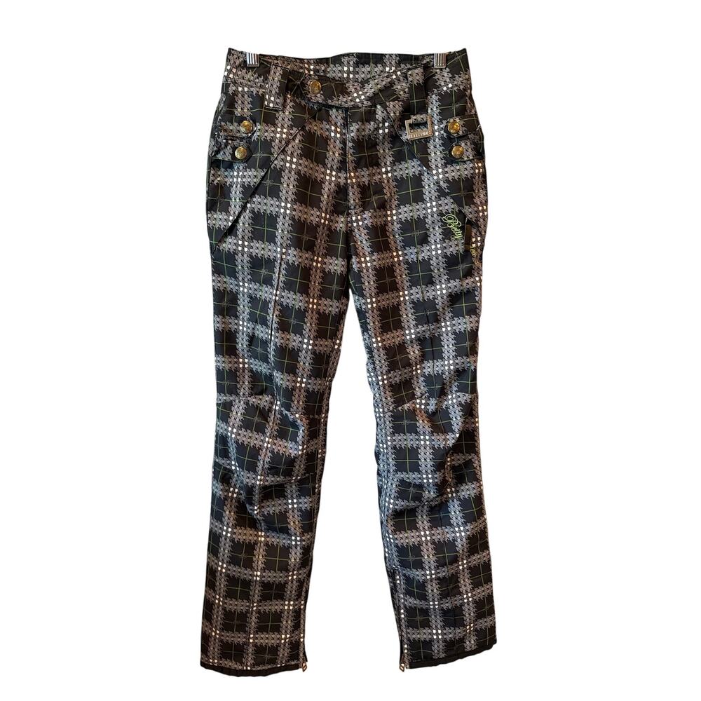 Betty Rides All Mountain Tartan Plaid Snow Pants, XS